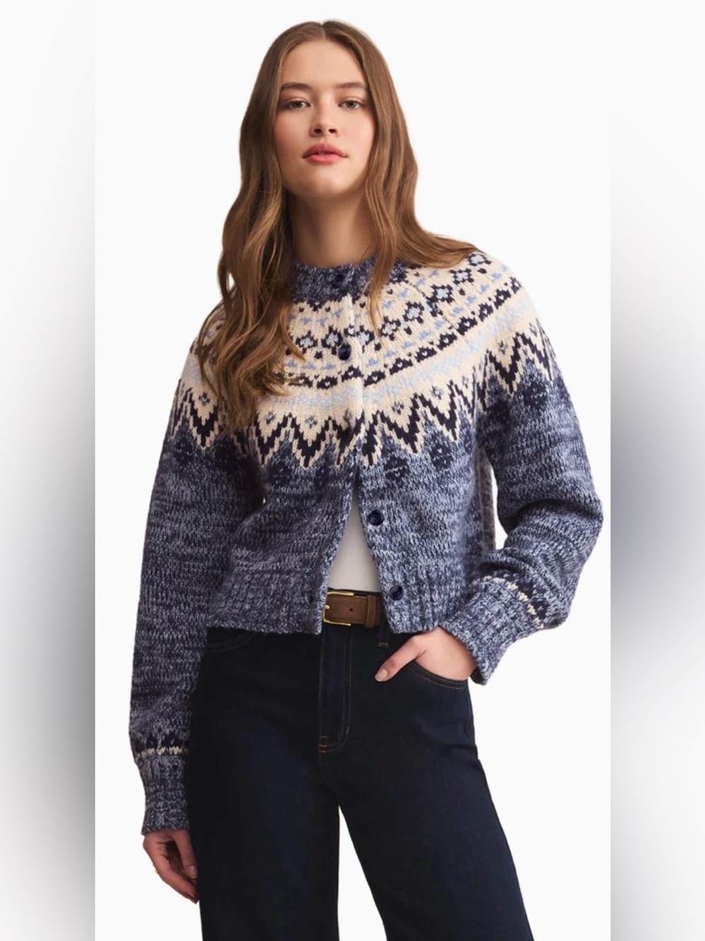 NWT - NVLT Fair Isle Cardigan in Navy & Cream